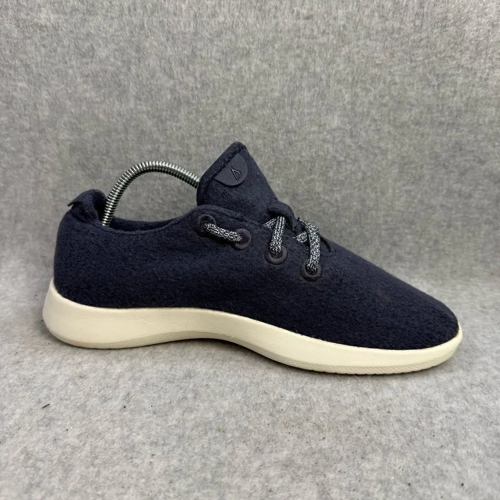 Allbirds Shoes Womens 8 Wool Runner WR Navy Blue White‎ Low Top Casual Sneakers